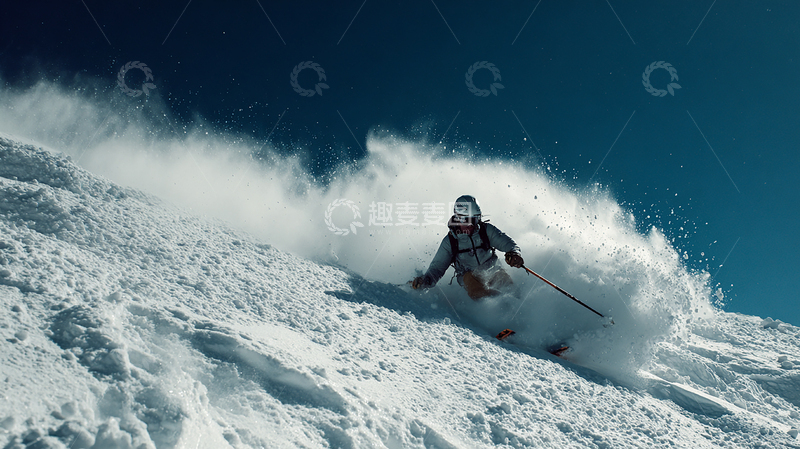 高清大图下载【趣麦麦图】雪地飞驰的滑雪者