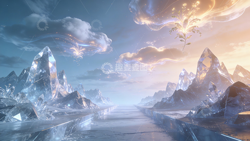 高清大图下载【趣麦麦图】冰雪奇幻山水CG插画