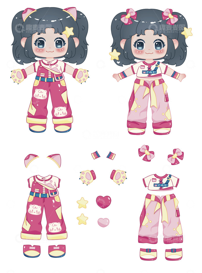 高清大图下载【趣麦麦图】换装贴纸游戏