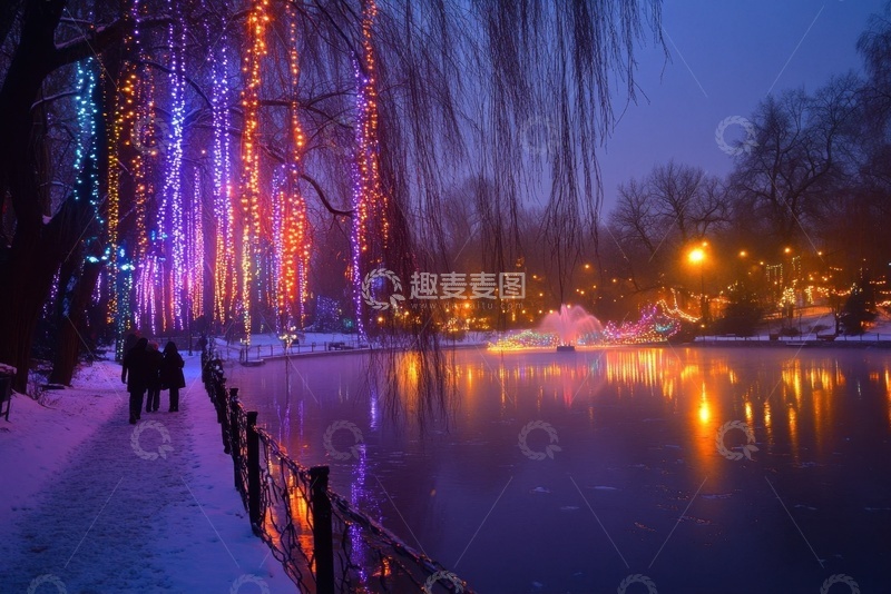 高清大图下载【趣麦麦图】公园夜景灯光美景