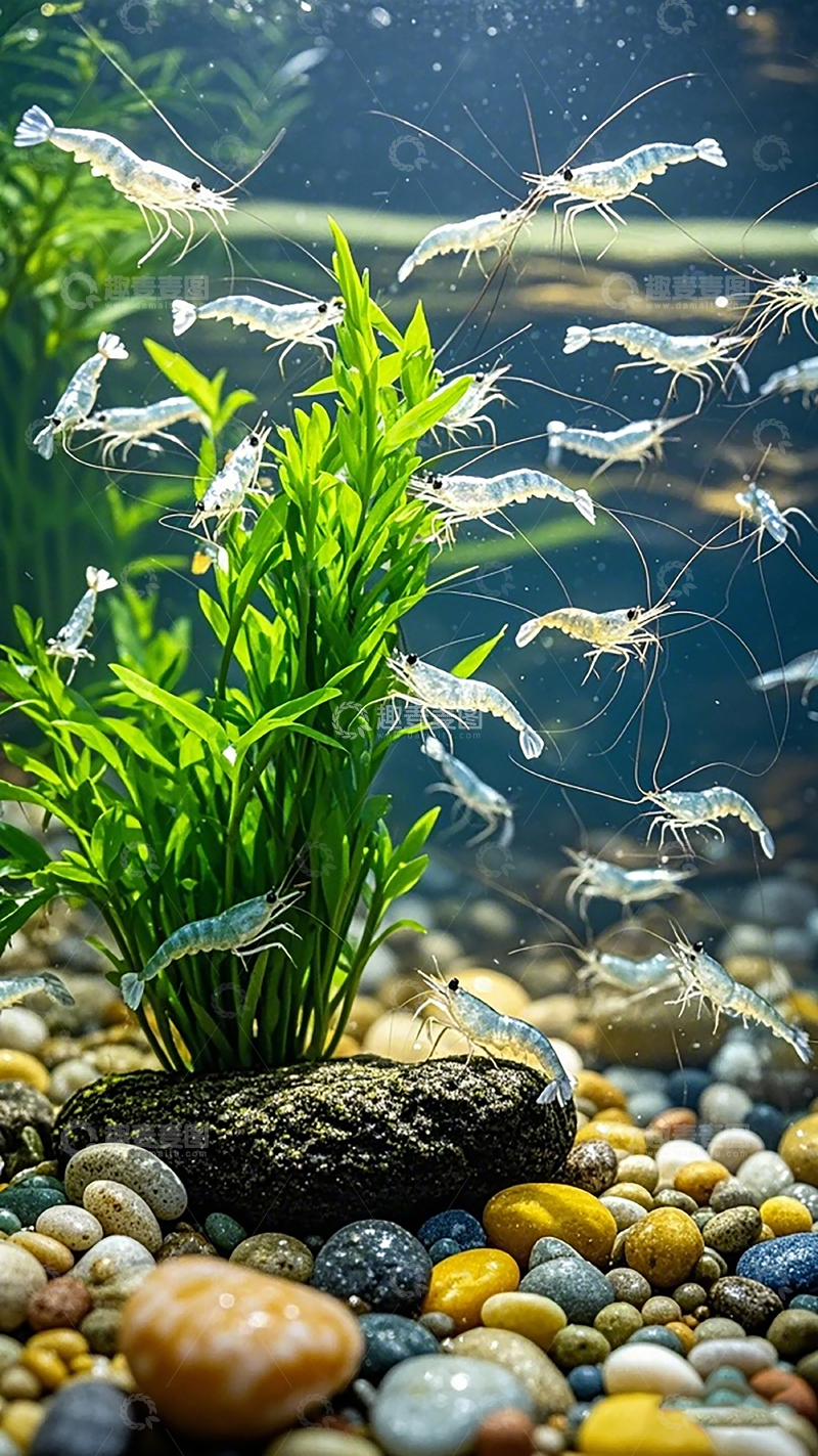 高清大图下载【趣麦麦图】水族箱虾类生态景观图