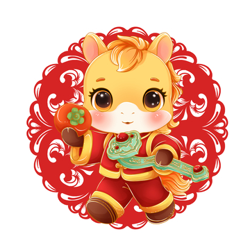 2026年可爱卡通马年新年喜庆图案