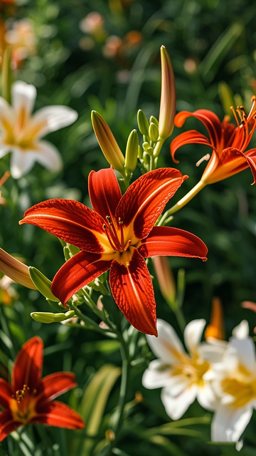 鲜艳百合花园美景摄影