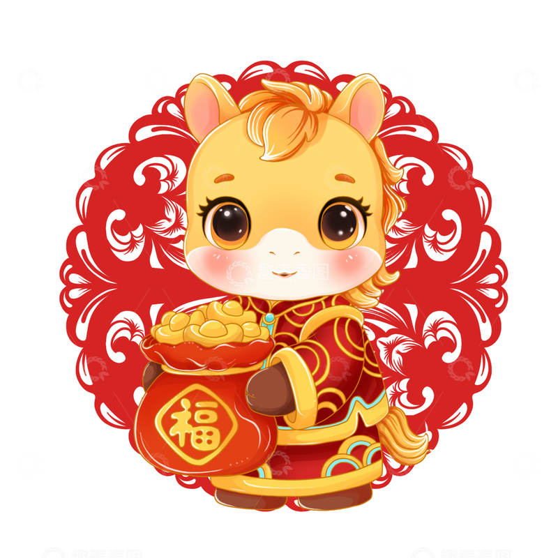 源文件下载【趣麦麦图】2026年卡通马年喜庆吉祥图案设计元素