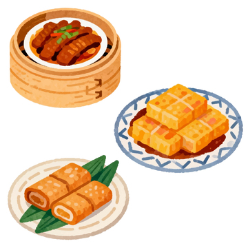 水彩风中式点心插画设计素材