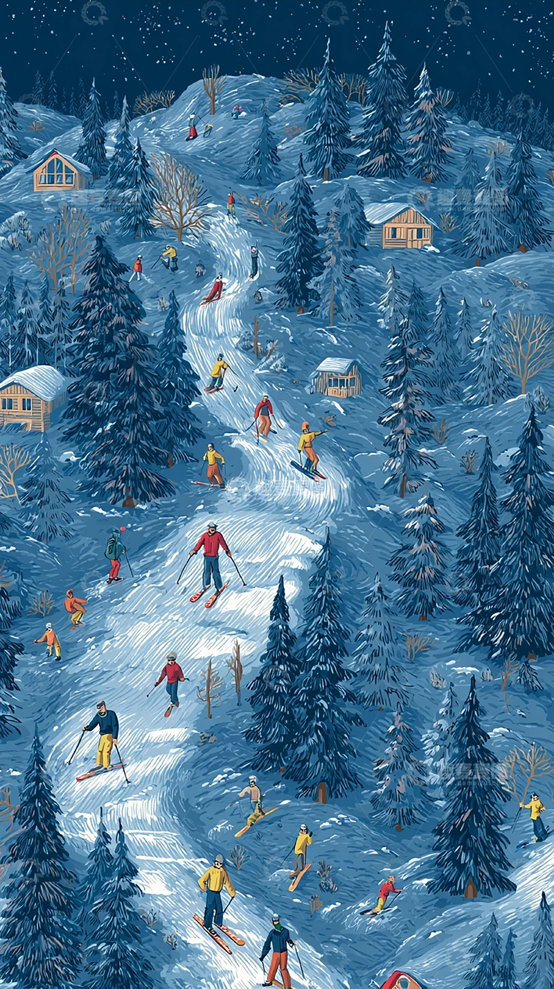 高清大图下载【趣麦麦图】冬季滑雪乐趣无限