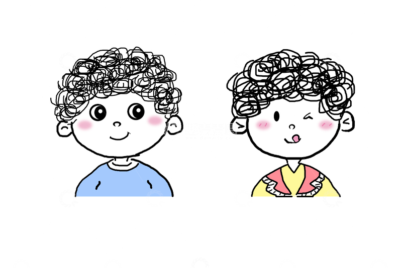 源文件下载【趣麦麦图】-卡通风格小孩头像简笔画