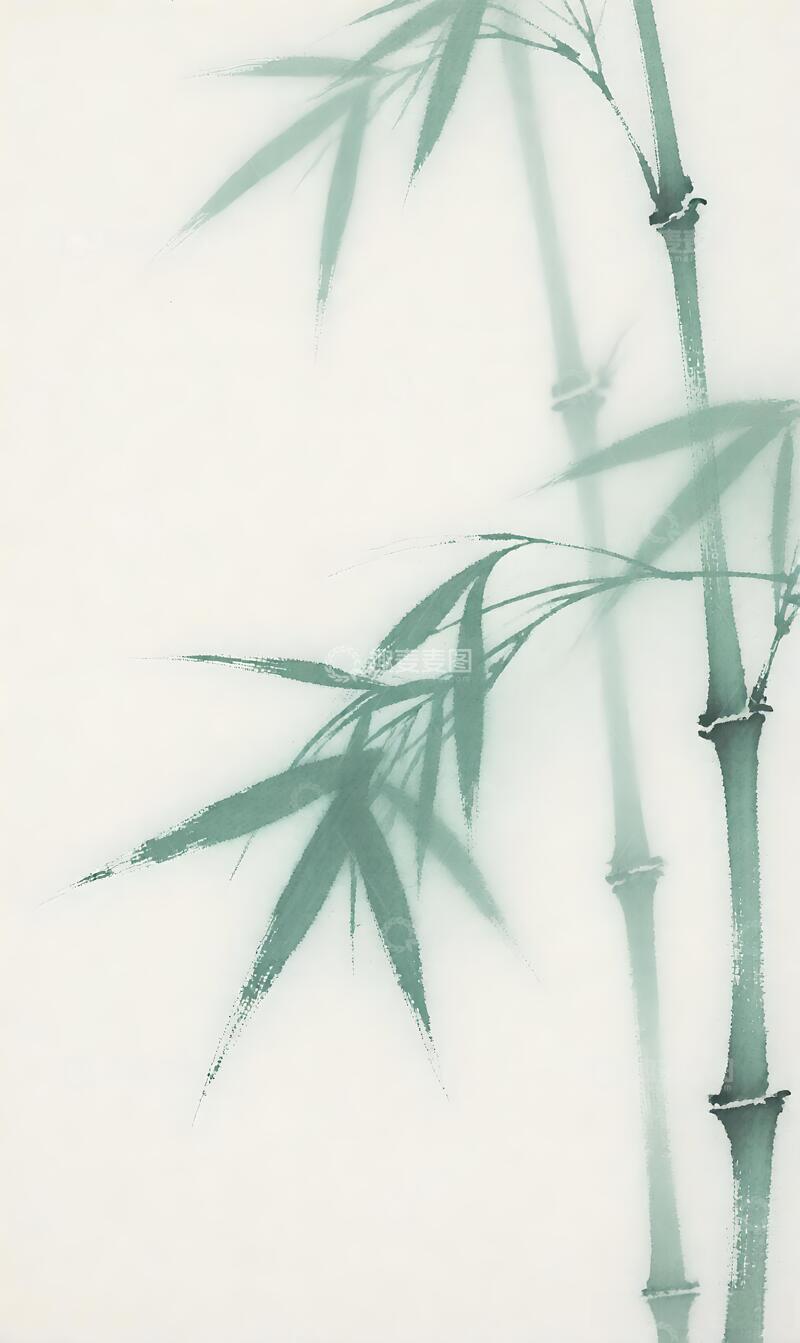 高清大图下载【趣麦麦图】水墨竹景淡雅国画装饰背景素材
