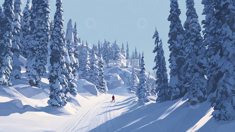 高清大图下载【趣麦麦图】冰雪奇境中的滑雪探险