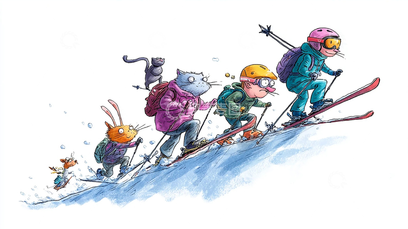 高清大图下载【趣麦麦图】动物朋友登山趣事