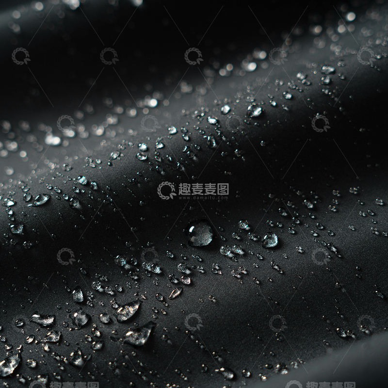 高清大图下载【趣麦麦图】防水面料聚焦近景特写水珠水滴实物拍摄