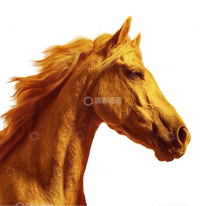 高清大图下载【趣麦麦图】金色骏马奔腾草原