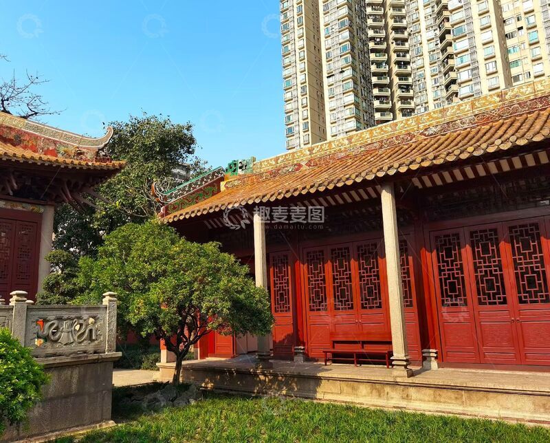 高清大图下载【趣麦麦图】古典红墙庭院建筑