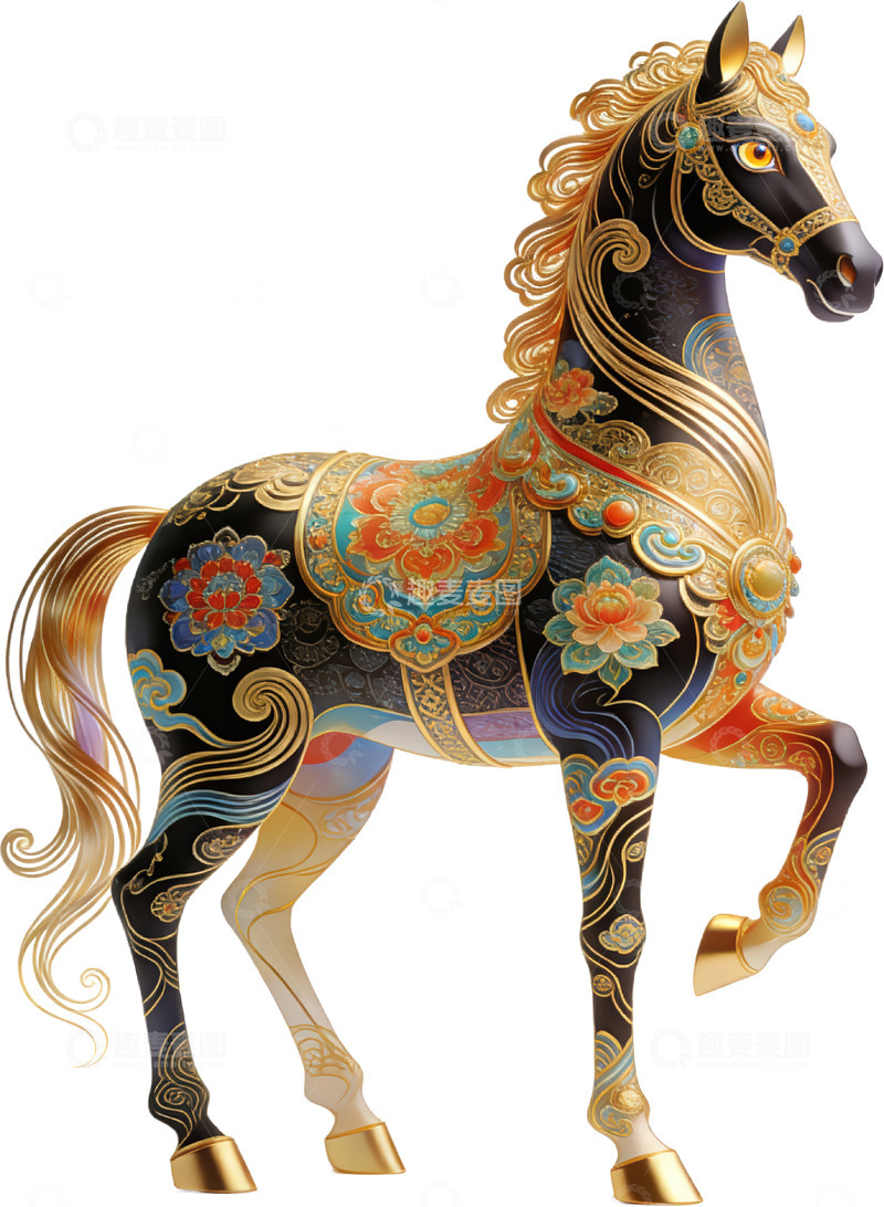 高清大图下载【趣麦麦图】敦煌艺术鎏金马06（免扣）