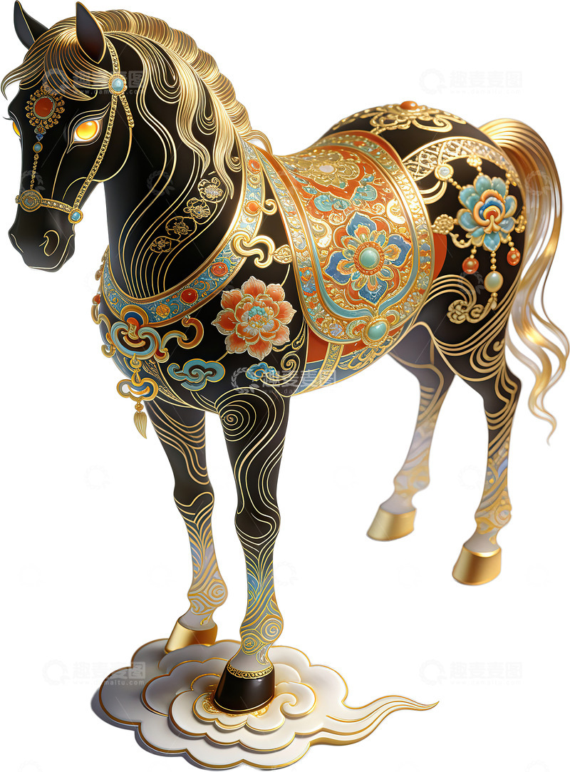 高清大图下载【趣麦麦图】敦煌艺术鎏金马02（免扣）