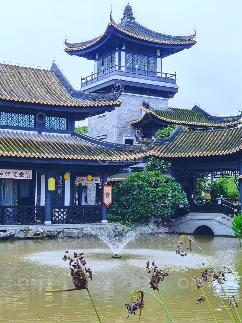 高清大图下载【趣麦麦图】-古典园林水榭楼阁风光