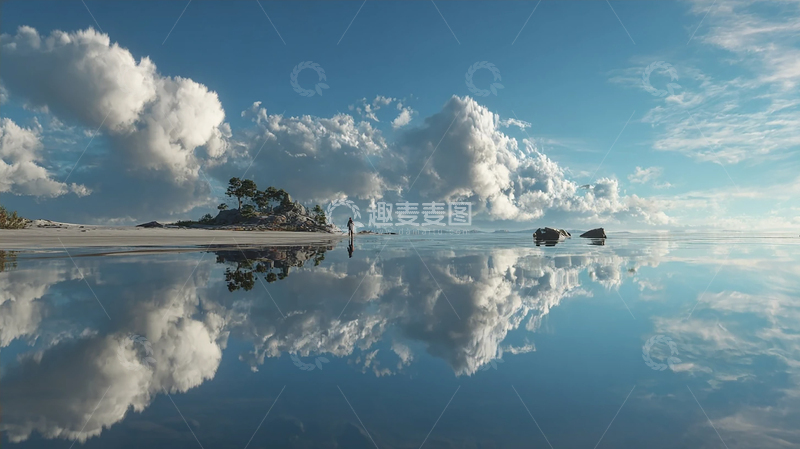 高清大图下载【趣麦麦图】天空与海水融为一体