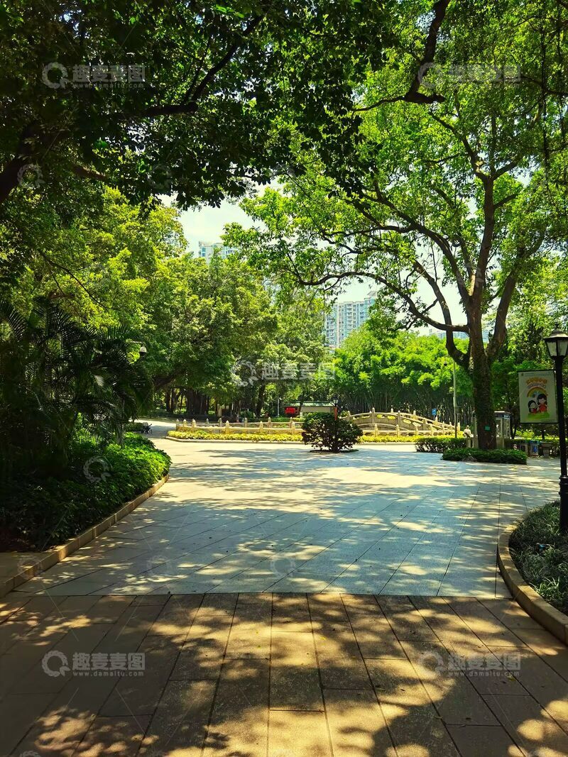 高清大图下载【趣麦麦图】绿荫公园小径美景