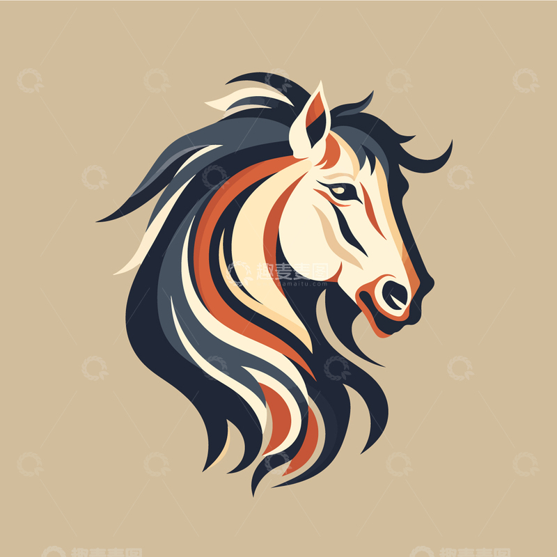 源文件下载【趣麦麦图】简约马图标logo