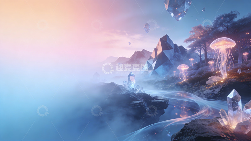 高清大图下载【趣麦麦图】梦幻山水奇幻风景CG插画
