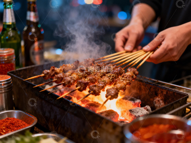高清大图下载【趣麦麦图】烧烤美食夜色街头小吃