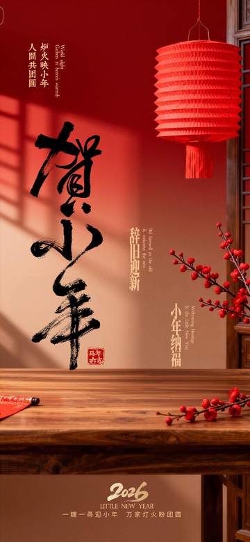 红色喜庆小年节日海报设计素材