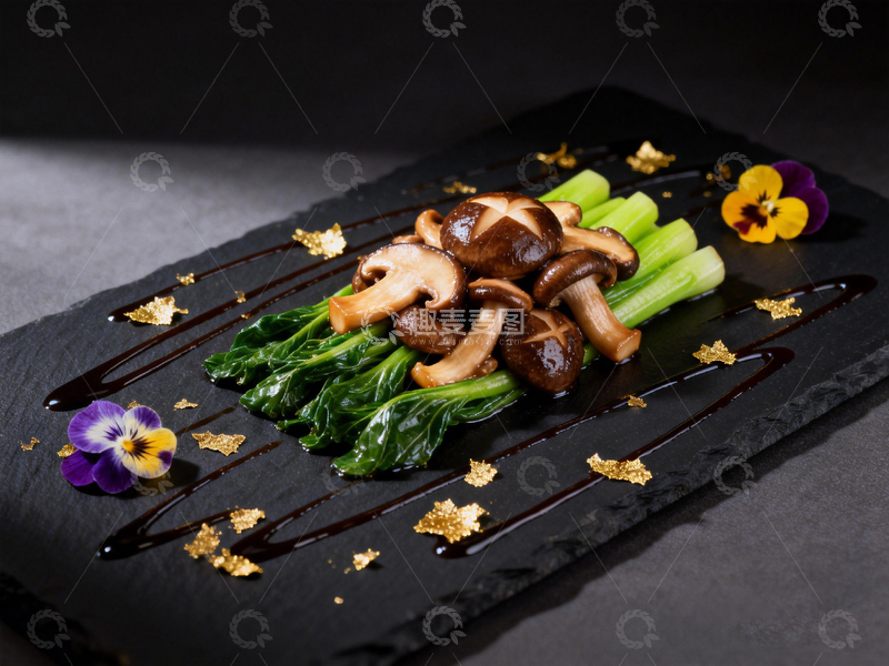 高清大图下载【趣麦麦图】美食摆盘香菇青菜
