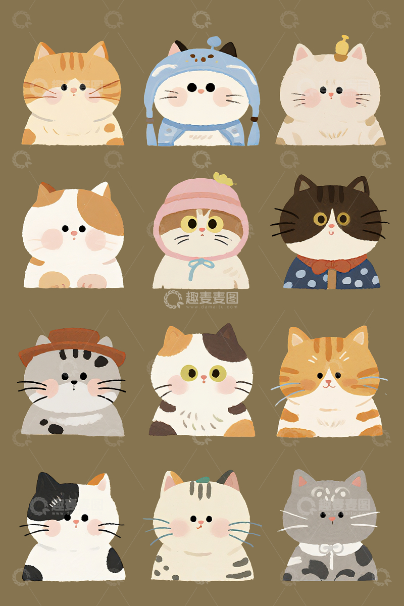源文件下载【趣麦麦图】手帐素材小猫2