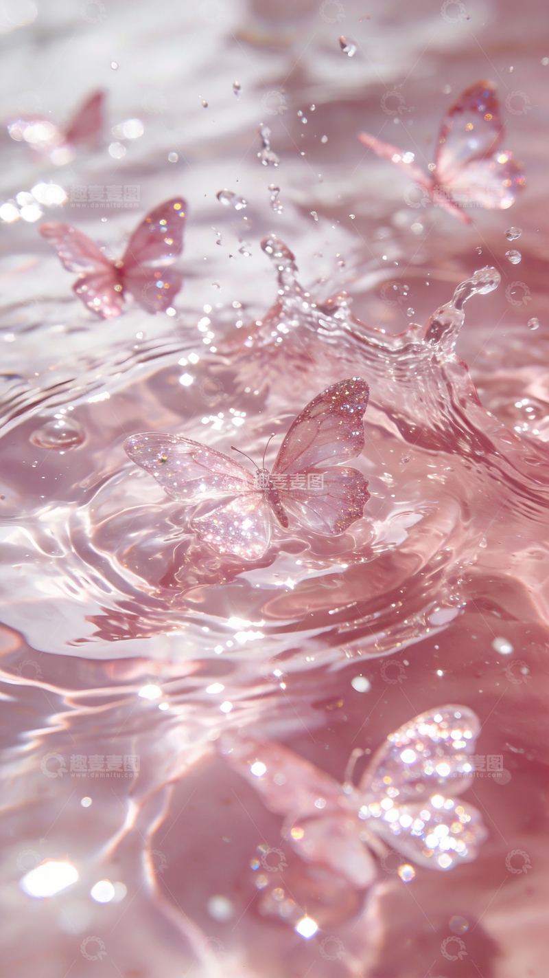 源文件下载【趣麦麦图】梦幻感摄影水中的粉色蝴蝶3