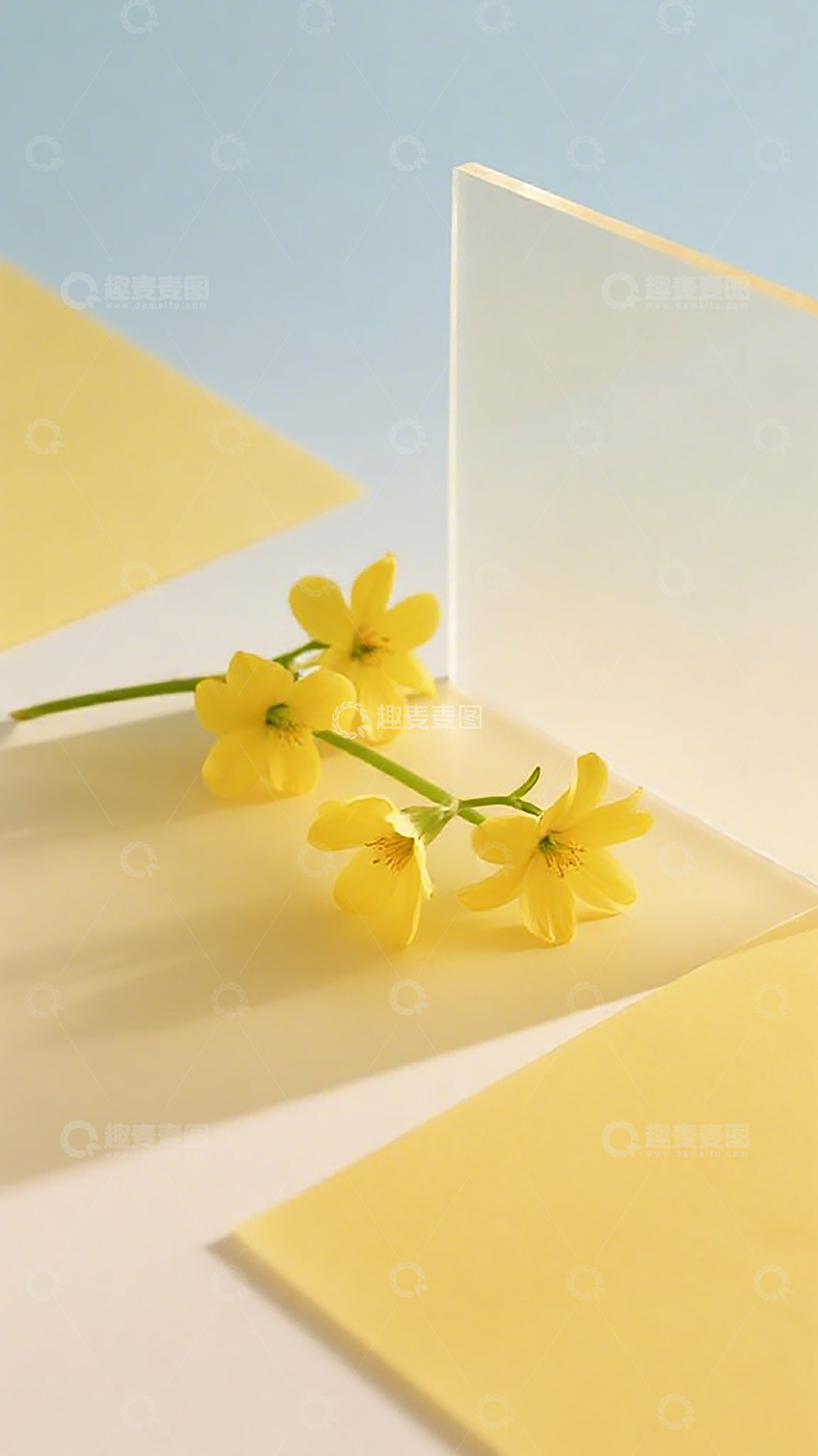 高清大图下载【趣麦麦图】简约黄花与镜摄影