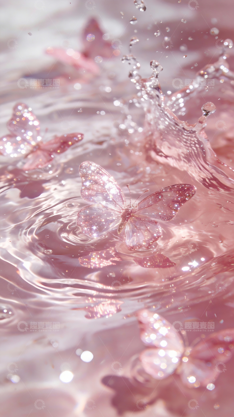 源文件下载【趣麦麦图】梦幻感摄影水中的粉色蝴蝶1