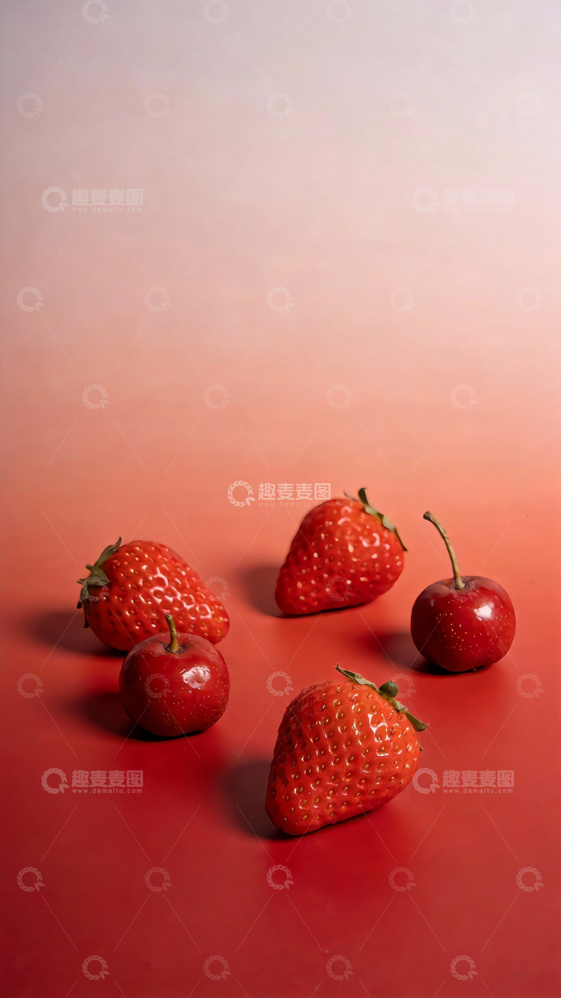 源文件下载【趣麦麦图】红白渐变背1景草莓和山楂