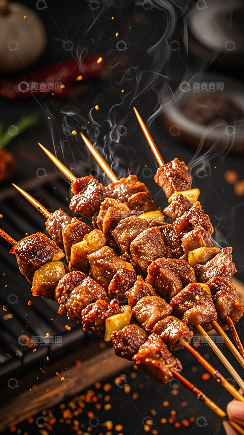高清大图下载【趣麦麦图】烤串美食香辣诱人