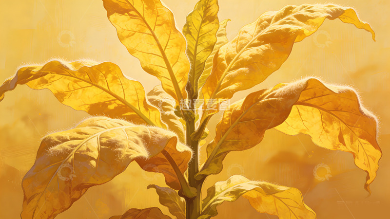 高清大图下载【趣麦麦图】金黄叶片植物特写绘画素材
