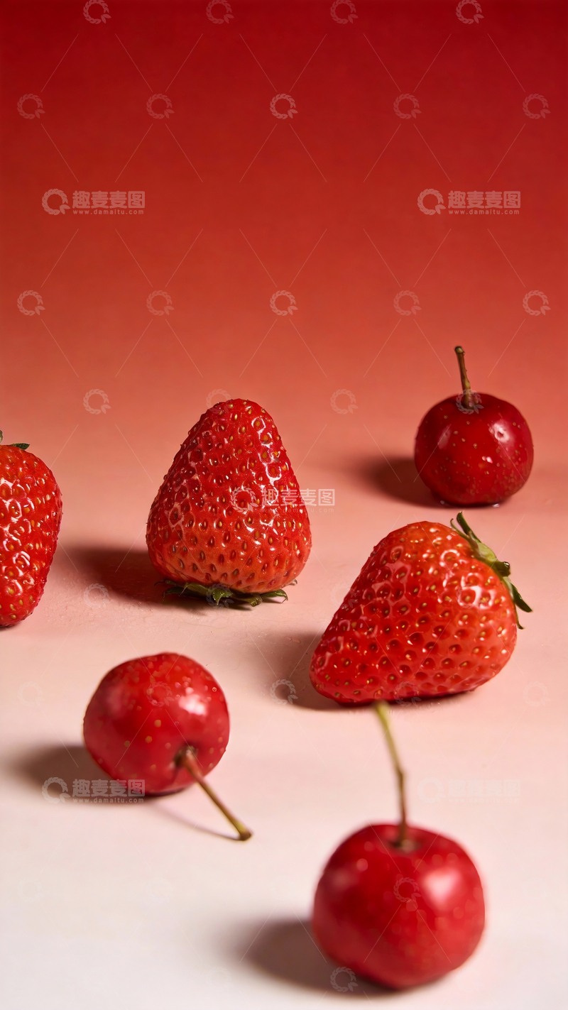 源文件下载【趣麦麦图】红白渐变背景草莓和山楂3