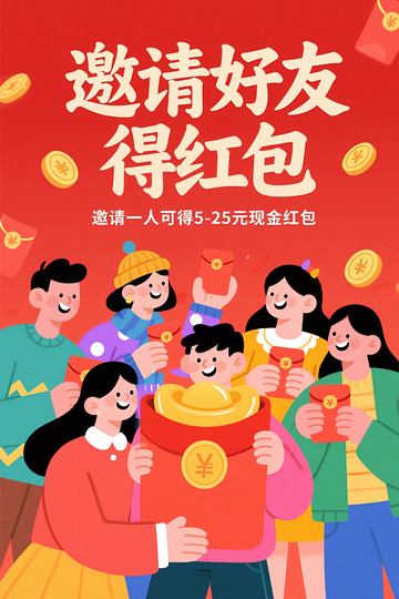 邀好友得红包海报