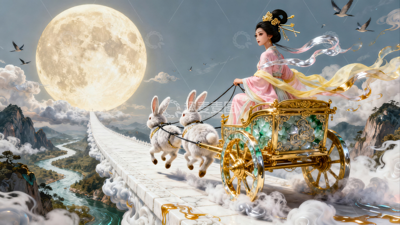 高清大图下载【趣麦麦图】神话传说-嫦娥奔月03