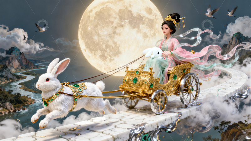 高清大图下载【趣麦麦图】神话传说-嫦娥奔月04