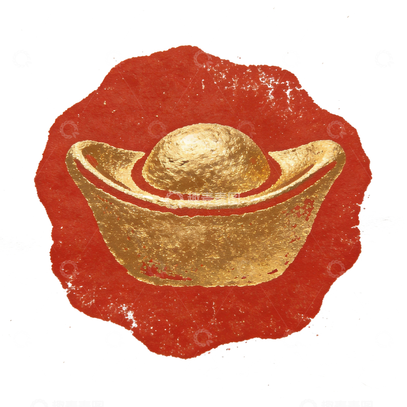 源文件下载【趣麦麦图】红色不规则印章金元宝4