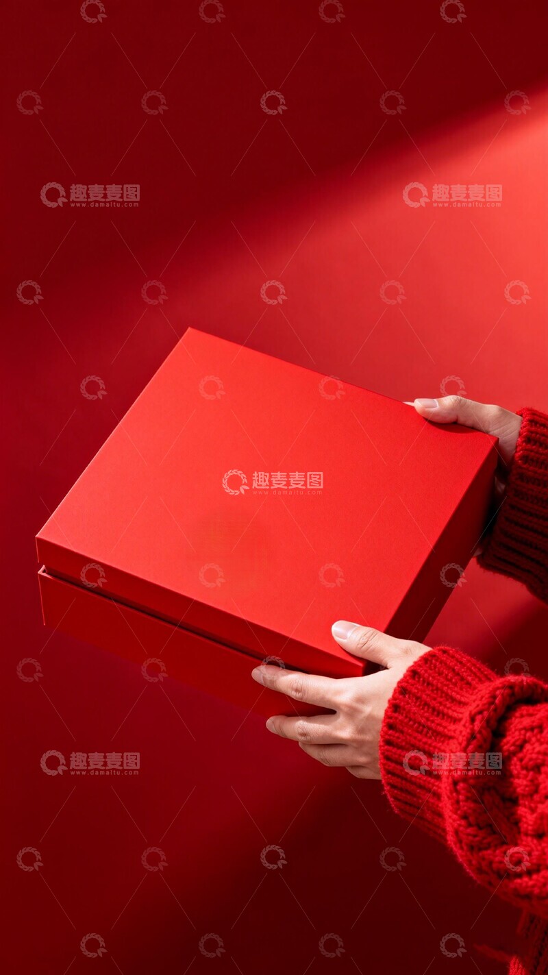 高清大图下载【趣麦麦图】红色礼盒节日赠礼摄影