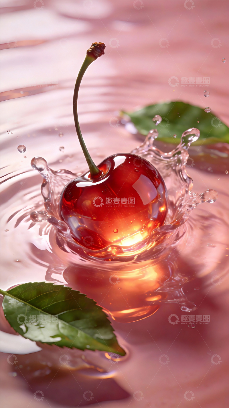 源文件下载【趣麦麦图】水中的晶莹的樱桃4