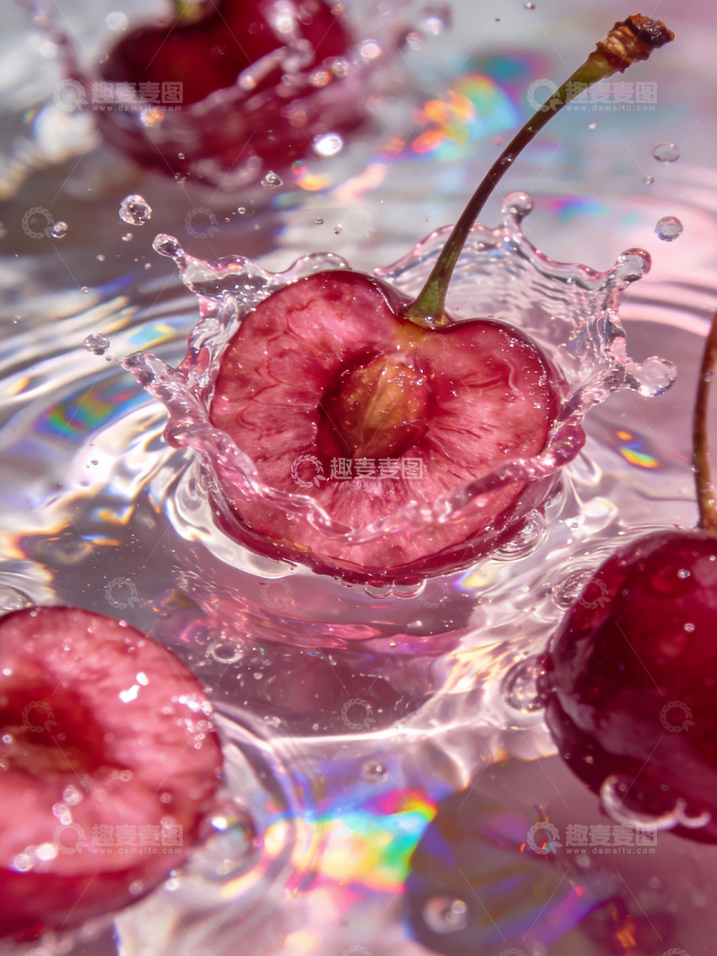 源文件下载【趣麦麦图】水中的樱桃切面1