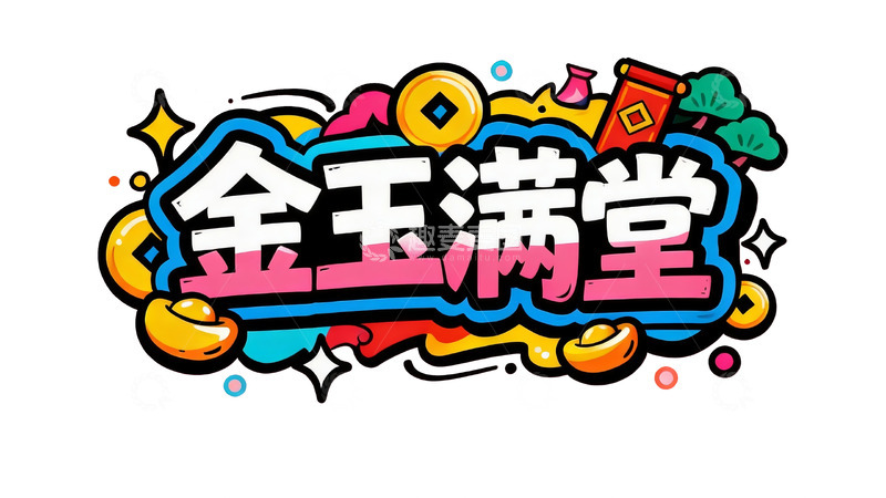 高清大图下载【趣麦麦图】-马年招财进宝主题潮酷涂鸦风艺术字6