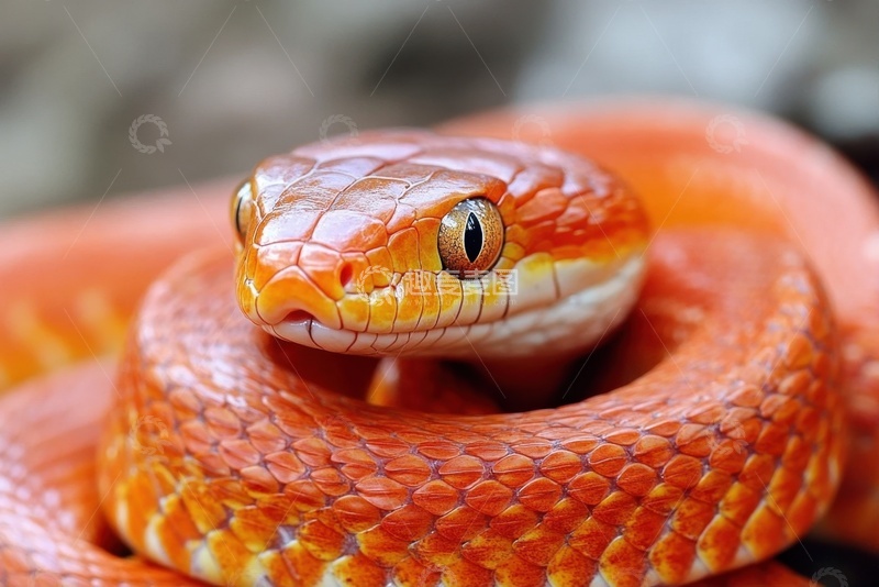 高清大图下载【趣麦麦图】盘起来的一条橙色的蛇