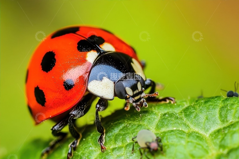 高清大图下载【趣麦麦图】树叶上的一只瓢虫