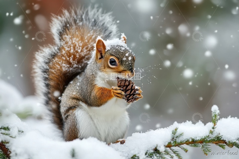 高清大图下载【趣麦麦图】抱着松果的松鼠