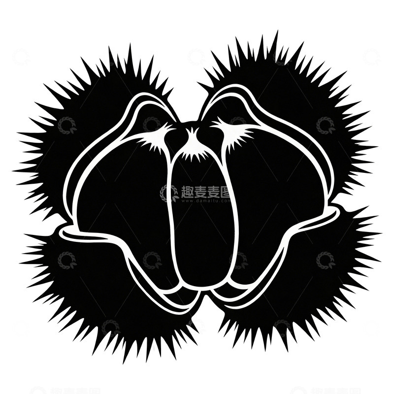 高清大图下载【趣麦麦图】板栗黑白刺猬图案抽象艺术