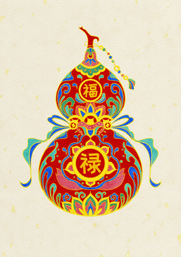 传统中国风格福禄葫芦装饰画