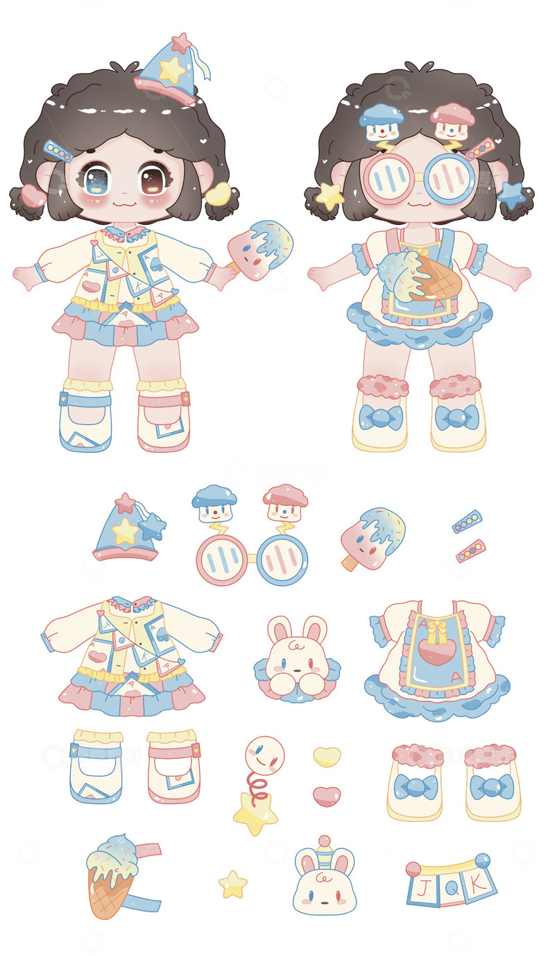 高清大图下载【趣麦麦图】换装小游戏素材