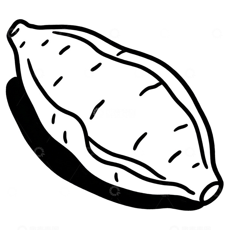 高清大图下载【趣麦麦图】红薯黑白线描植物叶片图案设计素材